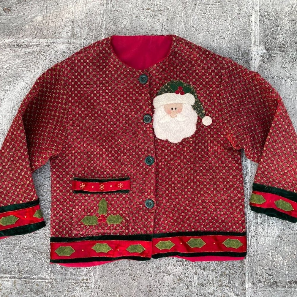 Christmas Jacket SANTA Clouse Long Sleeve Red One Size fit most